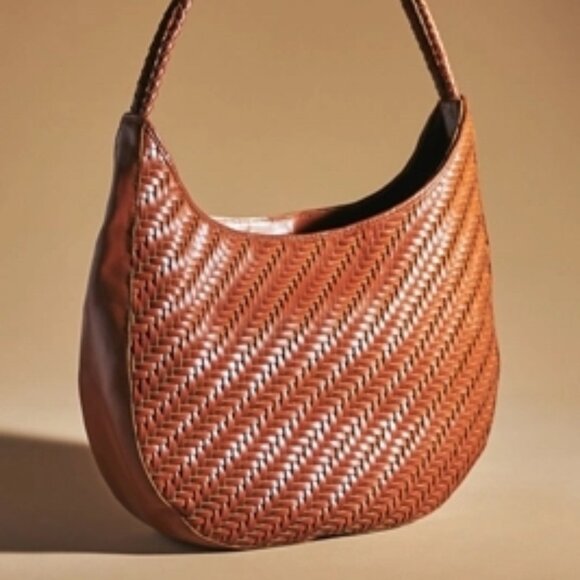 Bembien Bobbie Woven Leather Bag Sienna Cognac Brown - Picture 1 of 16